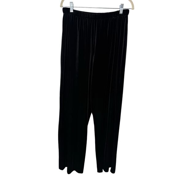 Alex Evenings Black Velvet Pull-On Pants 1X Holidays Formal Stretch Comfort - Picture 1 of 8